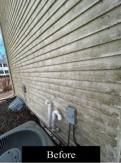 Before and after pressure washing transformation