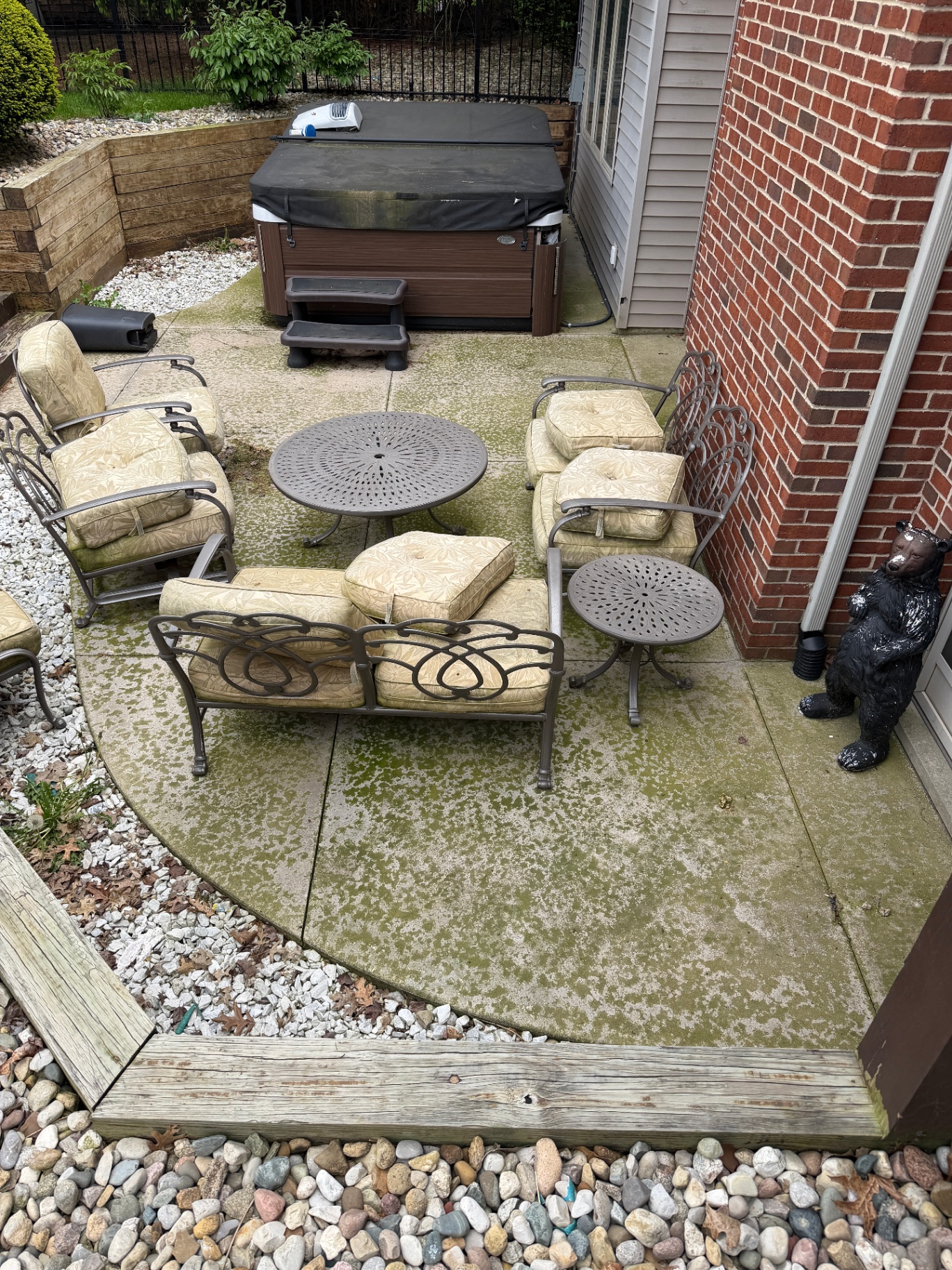 Patio before pressure washing
